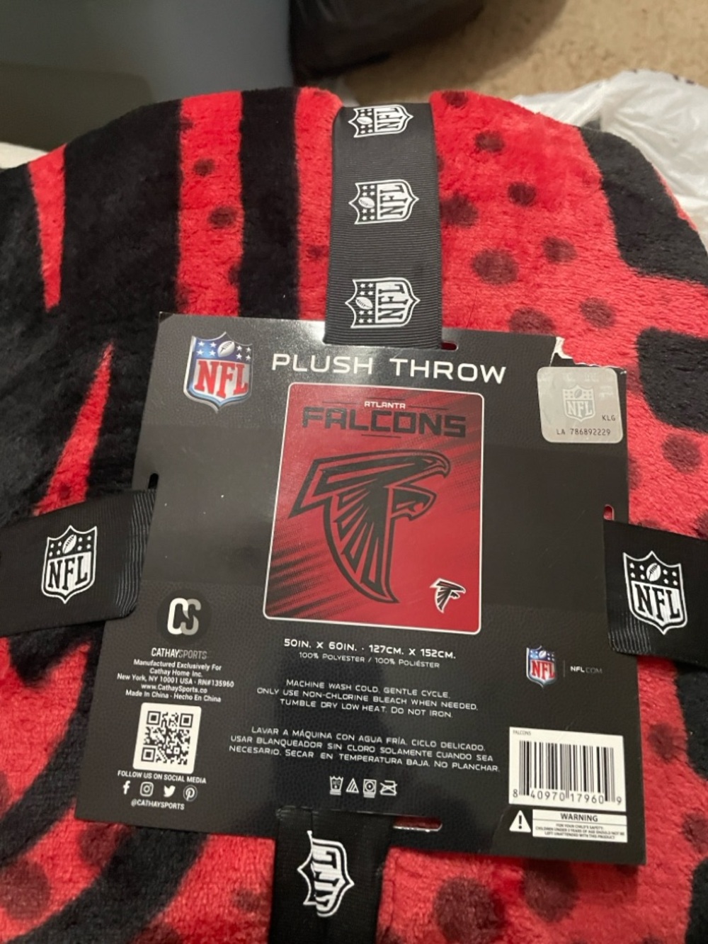 NFL Atlanta Falcons Plush Throw Blanket - Red, Black